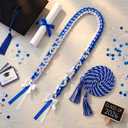 Tigeen 2026 Graduation Lei with Honor Cord 67'' Rhinestone Double Braided Ribbon Necklace for High School College