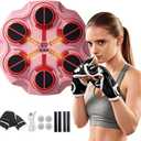 Music Boxing Machine Sports Toy, Intelligent Bluetooth wall-Mounted Children's Boxing Training Equipment, Training mat Toy with Boxing Gloves, Suitable for Boys, Girls, and Children (Pink)