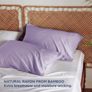 Bedsure Pillow Cases Standard Size, Cooling Pillow Cases, Rayon Derived from Bamboo Pink Pillowcases Standard Set of 2, Breathable & Soft Bedding Pillow Covers with Envelope Closure, 20x26 Inches