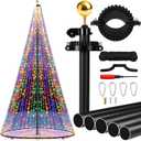 Creative Flagpole Set Include 25 ft Versatile Sectional Flagpole with Mega Topper Light Hook a Topper Decoration and Storage Bag for Outdoor Christmas Trees Display