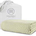 Threadmill Luxury Cotton Blankets for Queen Size Bed | All-Season 100% Cotton Queen Size Blanket | Aster Jacquard Cozy Lightweight, Soft Breathable Coverlet fits Full Size Bed, 90x92, Aster Sage Green