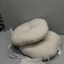 LVTXIII Outdoor Bistro Chair Cushions, 15"x15"x4" Round Patio Chair Cushions, All Weather Tufted Seat Cushions for Patio Furniture Use, Set of 2, Stripe Beige