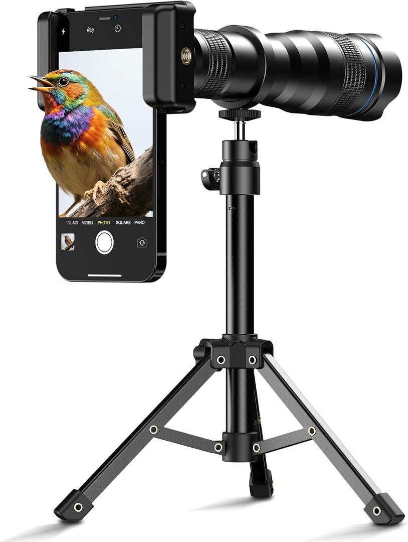 APEXEL 36x Telephoto Lens for iPhone | Kit with Sturdy Metal Tripod for Smartphones, Compatible with iPhone 16 15 14 13 12 Pro Max, Samsung Galaxy, Google Pixel