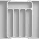 AUJEN Silverware Organizer - Expandable Kitchen Drawer Organizer, Adjustable Utensil Organizer, Cutlery Tray for Forks, Knives, Multipurpose Kitchen Organizers and Storage Solution, Light Grey, Medium