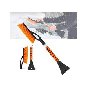 3 in 1 Ice Scraper & Snow Brush for Car Windshield, 85cm Extendable Ice Scraper and Snow Brush with 360°Pivoting Brush Head, Detachable Scratch-Free Snow Removal Tool Brush (Non-extendable-Orange)