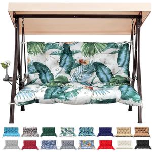 Outdoor/Indoor Swing Replacement Cushion,2 or 3 Seats Bench Cushions with Backrest, Thicken 4" Recliner Seat Pad for Garden/Patio, Waterproof Premium Tufted Cushion with Ties(Tropical White-47x40x4in) Outdoor/Indoor Swing Replacement Cushion,2 or 3 Seats Bench Cushions with Backrest, Thicken 4" Recliner Seat Pad for Garden/Patio, Waterproof Premium Tufted Cushion with Ties(Tropical White-47x40x4in)