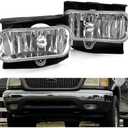 HECASA Fog Light Assembly Compatible with 1999-2004 Ford F-150 F-250 Expedition Heritage Replacement for FO2591105 W/Halogen Bulb Fog Lamps Clear Lens Driver & Passenger Side