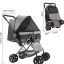 VEVOR Pet Stroller, 44 lbs Weight Capacity, Foldable Dog Cart, 4 Wheels Cats Stroller with Mesh Windows & Revrsible Handle, Portable Pet Carrier with Brake, for Small to Medium Pets