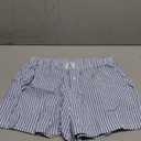 ANRABESS Boxer Shorts for Women Gingham Pajama 2025 Summer Casual Lounge Sleep Plaid Shorts Y2K Beach Bottoms,, Large, Blue White Stripe 