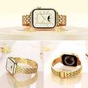 VISOOM Gold Iwatch Bands Compatible With Apple Watch Bands 38/40/41/42/44/45/46mm Women - Thin Metal Dressy Luxury Cute Designer Apple Watch Series 11 10 Se 9 8 7 6 5 4 3 2 1 Bracelet Bands for Women