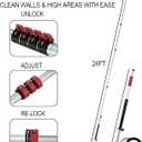 Hourleey 24 FT Telescoping Pressure Washer Wand, Power Washer Extension Wand with Brush Head, Gutter Cleaner, 3 Curve Wands, Adjustable Support Belt, Pivoting Coupler, 7 Spray Nozzles, 4000 PSI