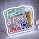 Football and Beer is Life Neon Sign for Wall Decor, 2026 World Cup Neon Light LED Football Sports and Beer Sign, for Man Cave Home Bar Garage Game Day Party Decor(11.8 * 10.2 In)