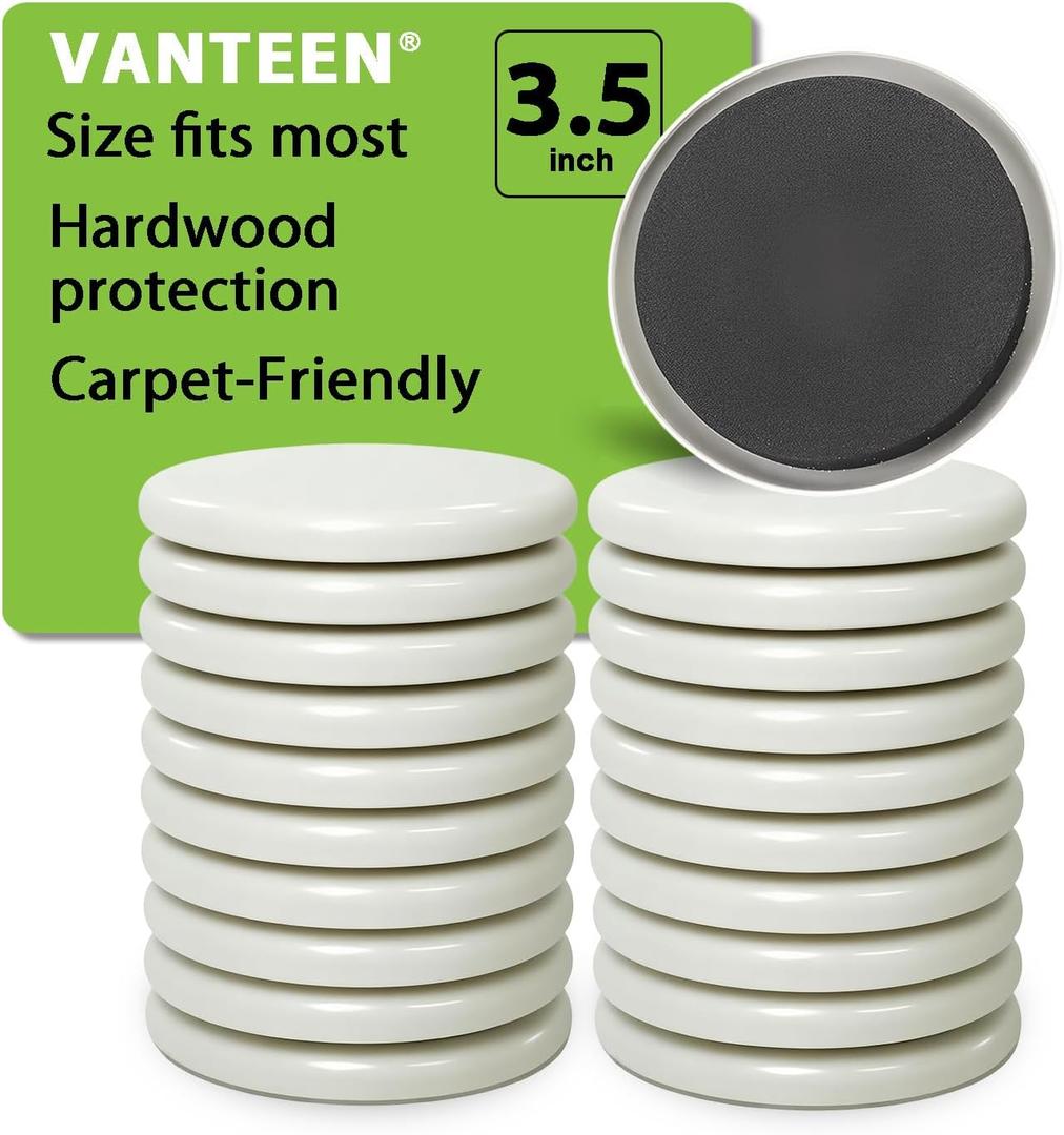 Furniture Sliders for Carpet 20 Pieces 3.5 Inch Heavy Duty Movers Pads Plastic EVA Gliders Easy Move Sofa Bed Table Without Lifting (Beige, 3.5")