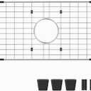 Sink Bottom Grid 24-1/8" x 12-5/8", Centered Drain with Corner Radius 1-1/2", Sink Protector with Rear Drain for Single Sink Bowl (24.1"W x 12.6"D x 1"H)