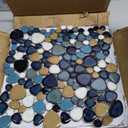 Parrotile Pebble Tile for Shower Floor Aqua Cobalt Blue Mosaic Backsplash Tiles (5 Sheets)