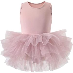 Tutu.kk Girls' Camisole Dance Tutu Leotard with Fluffy 4-Layers Ballet Dress for Ballerina (12 Months - 7 Years) (Dusty Pink)