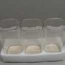 52oz Airtight Glass Square Storage Canister with Bamboo Lid Set of 3 (1550ml) Container Stackable Spice Jar, Kitchen Canister for Flour, Cookies, Cereal and Coffee Beans (with Black Label)