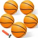 Iyoyo Mini Basketball Set - 5 Pack 6" Small Balls with Pump, Over The Door Mini Hoop Replacements, Toy for Toddlers, Kids, Teenagers, Pool, Indoors, Outdoors (Ochre Yellow)
