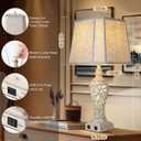 LuxSight Collection 28.5" Table Lamps Set of 2  Bedside Lamp with Fabric Shades  for Bedroom and Living Room with USB and Nightlight  Perfect for Nightstands and Bedrooms