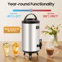 Stainless Steel Insulated Beverage Dispenser, 2.5Gal Thermal Carafe with Spigot for Hot Coffee & Cold Juice, 12-Hour Heat Retention Drink Dispenser for Party Wedding Cafe, Silver