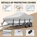 NEVERLAND Boat Cover 20-22 ft 600D Waterproof Boat Covers Fits Bass, V-Hull, Tri-Hull, Fish & Ski, Runabout Bowrider Boat, 20' 21' 22' feet Heavy Duty Canvas Trailerable Boat Cover Gray