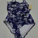 Ekouaer Women's One Piece Swimsuit Ruched Tummy Control Bathing Suits Vintage Retro Push Up Swimwear (Large, White Floral)