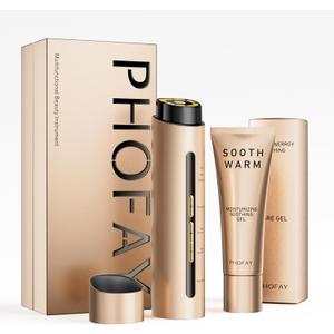 PHOFAY 3-in-1 Facial Device, 1.4oz Matching Gel. Multi Functional Beauty Device, Lifting, Firming, Puffiness Reduction and Promote Absorption & Soothing Care Calm Skin, Youthful Glow (Golden)