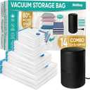 Vacuum Storage Bags with Electric Pump, 14 Pack (3 Jumbo/3 Large/4 Medium/4 Small), Space Saver Bags with Pump, Storage Vacuum Sealed Bags for Clothes, Comforters, Blankets, Bedding