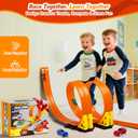 Flexible Race Track Toys for Kids: 15 Ft Rolls Up DIY Racetrack with 4 Cars & 10 Suction Cups - Compatible with Hot Wheels and Diecast 1/64th Cars - Birthday Gifts for Age 3-8 Years Old Boys Girls (Orange)