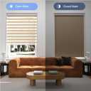 Zebra Blinds for Windows (33" W x 72" H, Light Brown) Zebra Roller Window Shades, Corded Dual Layer Light Filtering Privacy for Day and Night, Light Control and Protecting Privacy for Home