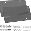 Wanheart Flat License Plate Cover Set 2 Pack Clear – Frameless ABS Protector for Standard 12×6 US Plates, Scratch UV Resistant Plate Cover with Screws Caps, Front Rear Car Accessories (Gray)