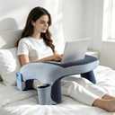 Lap Desk Pillow, Ergonomic Curved Memory Foam Lap Desk, Cup Holder & Phone Pocket, Breathable Non‑Slip for Bed Couch, for Gaming Reading, Gamer Gift (Accents)
