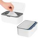 2 Pack Wipes Dispenser, Wipe Holder for Baby & Adult, Seposeve Refillable Wipe Container, Keeps Wipes Fresh, One-Handed Operation. Non-Slip, Easy Open/Close Wipes Pouch Case (Blue and Grey)