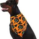 Realeaf Halloween Dog Bandanas 2 Pack, Pumpkin and Spider Web Bibs, Triangle Reversible Fall Pet Scarf, Premium Durable Fabric, Adjustable Fit (X-Large)
