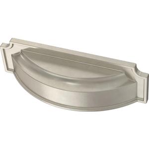 FRANKLIN BRASS Notched Backplate (10-Pack) Cabinet Handles Dual Mount 3 or 3-3/4" Hole Center Pulls Cup Pulls | Satin Nickel Hardware Kitchen Door, Drawers, Dressers, Furniture P40110C-SN-B