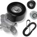 Dasbecan 39155 Drive Belt Tensioner +36356 Idler Pulley Compatible with Nissan Maxima Murano 2007-2014 (3.5L V6 Only) (With Belt)