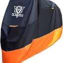 XYZCTEM Motorcycle Cover  All Season Waterproof Outdoor Protection  Fit up to 116 inch Tour Bikes, Choppers and Cruisers  Protect Against Dust, Debris, Rain and Weather(XXXL,Black& Orange)