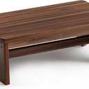 FANATU Extra Wide 26in Wooden Step Stool, Heavy Duty One Step Stool for Adults and Seniors, Holds Up to 550 lbs, Reinforced Cross Bar, Non-Skid Surface (Walnut)