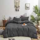 KAREVER Deep Grey Comforter Set Full Dark Gray Beddig Set for Kids Teens Adult Solid Gray Color Bedding Set 3 Pieces with 2 Pollowcases Lightweight Durable Gray Full Blanket Quilts Set