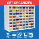 Akro-Mils 64-Drawer Plastic Drawer Storage Cabinet for Garage Organization, Bead Organizer, Building Bricks Storage, Teacher Toolbox, Makeup Organizer, 20" W x 6" D x 16" H, 10164 White