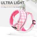 PUPTECK Soft Mesh Dog Harness and Leash Set Pet Puppy Cat Comfort Padded Vest No Pull Harnesses, Checkered Pink&White, M