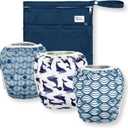 Nora's Nursery Reusable Swim Diapers and Wet Bag - One Size Fully Adjustable - Big Splash Unisex 3 Pack with Wet Bag