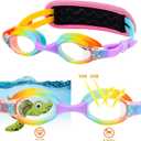 Kids Swim Goggles Age 2-6, Toddler Goggles No Hair Pull,Child Goggles Padded HeadBand
