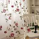 SLOW SOUL 2 Panels Violet Red Flowers Leaves Sheer Curtain Embroidered Window Curtains Gorgeous Drapes for Living Room Bedroom with Rod Pocket 52W X 84L inch (52"W x 84"L (Pack of 2), Violetred Sheer/Rod Pocket)