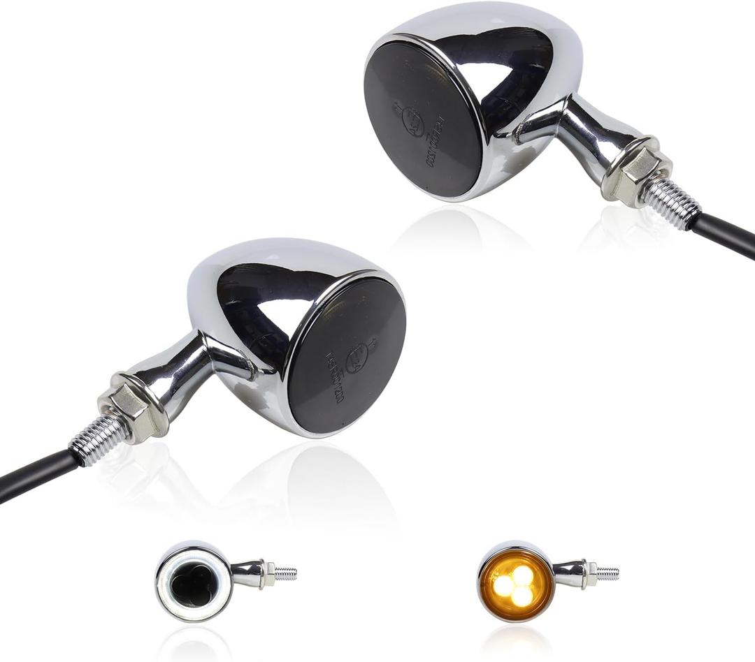 Universal Chrome Front Bullet LED Turn Signals 12V Motorcycle Switchback Turn Signal Lights Running Light Compatible with Honda CB1100 Harley XL883 Yamaha Indian Triumph Kawasaki Chopper