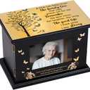 Cremation Urns for Human Ashes Adult Male Female, Women Man Large 250 lbs Decorative Memorial Urn for Ashes Dad Mom, Burial Funeral Wooden Urn, Black, VT-U002