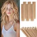 Short Hair Extensions Clip ins,S-noilite Short Clip in Hair Extensions Real Human Hair,Mini Hairpieces for Add Volume and Highlights,6 Pieces 31g 10 inch Gold Blonde Sunlit Toffee Swirl Blonde