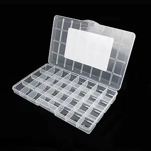 32 Grids Clear Plastic Organizer Box, Craft Storage Container for Beads Organizer, Art DIY, Crafts Jewelry Storage, Fishing Tackles, Rock Collection, 3 Pack