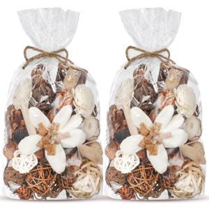 Nuanchu 2 Pack Decorative Balls Potpourri Bowl Filler Decor Natural Vase Bowl Filler Assorted Spherical Rattan Twigs Wicker Balls for Home Decor Centerpiece, No Scent(Beige Series,Classic Style)