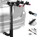3 Bike Rack Bicycle Carrier Racks Hitch Mount Double Foldable Rack for Cars Truck SUV Fits 2" Receiver, Tie Down Strap, Anti-Rattle Hitch Tightener & Locking Hitch Pin